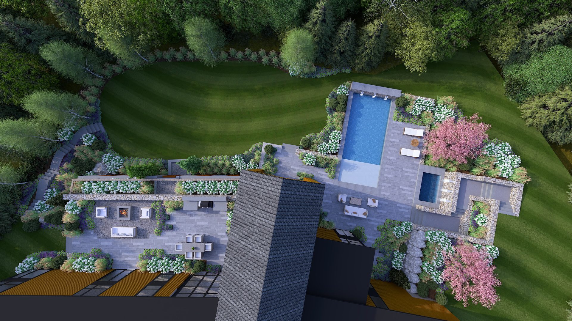 landscape design render from the team at Lynch Landscape & tree service