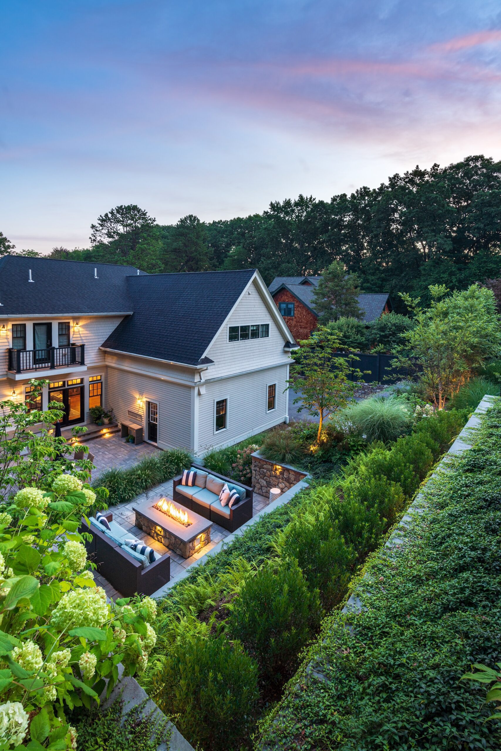 aerial view of a landscape design project by Lynch Landscape