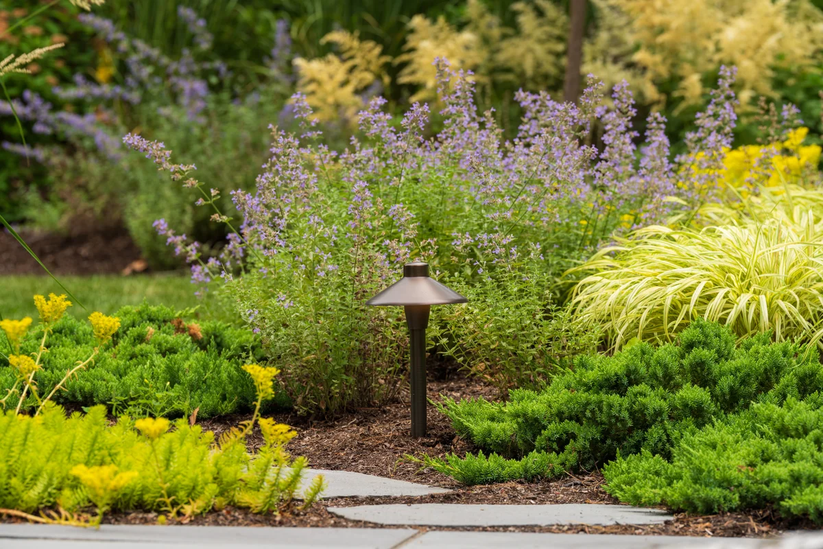 landscape lighting and walkway design in Sudbury, MA